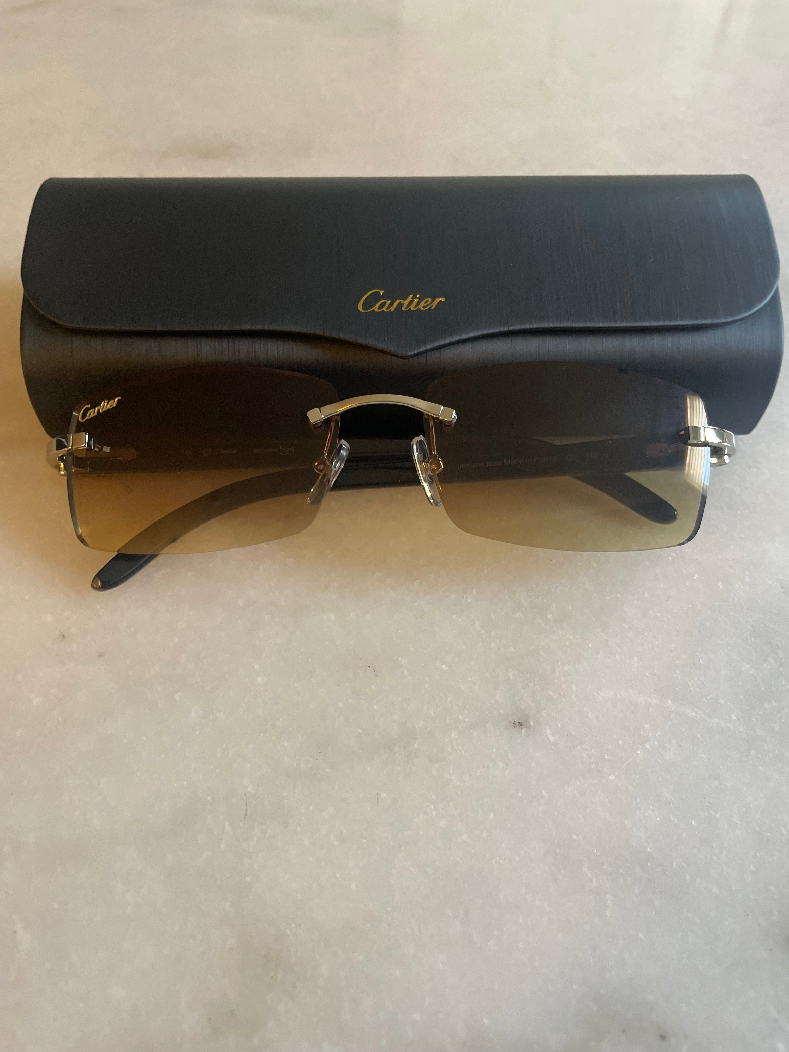 Cartier Rimless Gradient Luxury Sunglasses – Sleek Gold Detail Edition